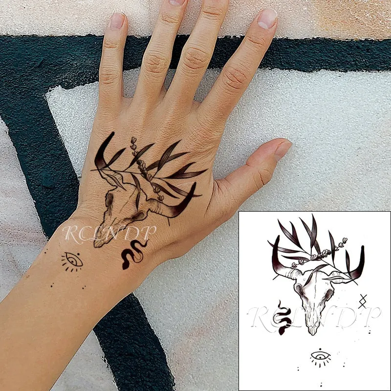 Waterproof Temporary Tattoo Sticker Satan Lucifer Circle Steering Fake Tatto Flash Tatoo Hand back Art Tattoos for Boy Women Men