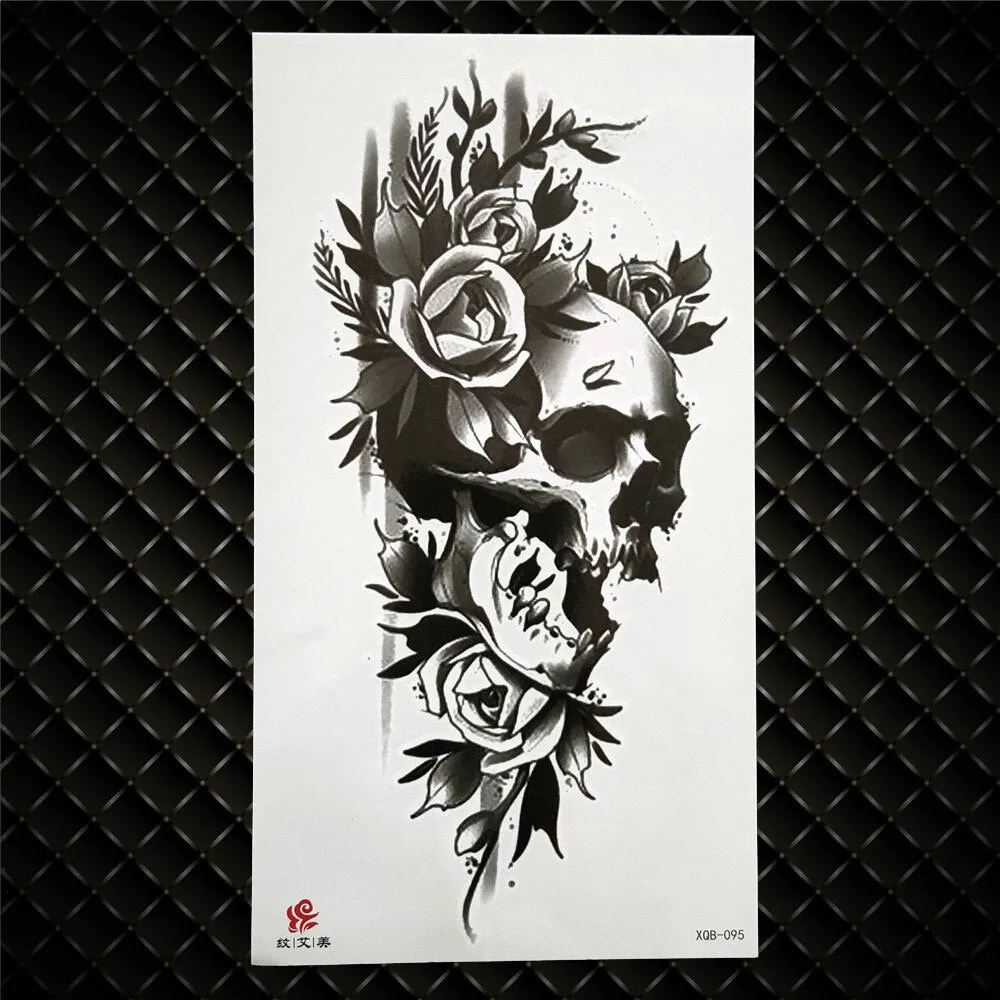 3D Skeleton Fake Temporary Tattoo For Women Men Death skull Dragon Tattoos Geometric Rose Creative Waterproof Tatoos Chest Waist