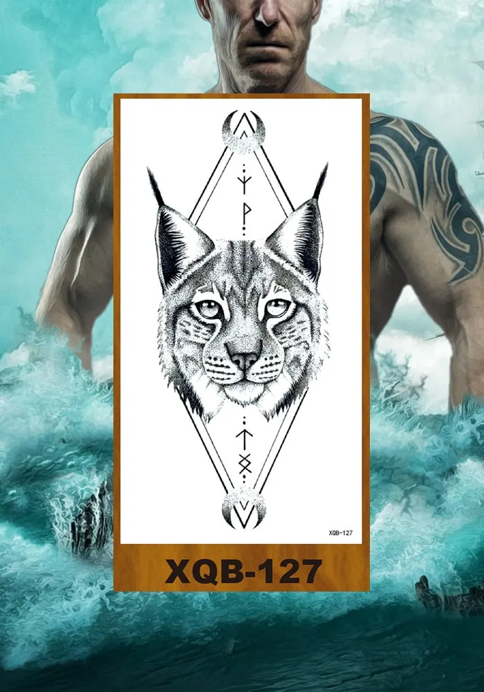 Temporary Tattoo Stickers Snake Bear Owl Fox Mermaid Tiger Wolf Lion King Men Women Girl Arm Body Chest Fake Body Leg Art Tatoo
