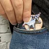 Amulette d'argent Rat souris sur pi&egrave;ce de monnaie 