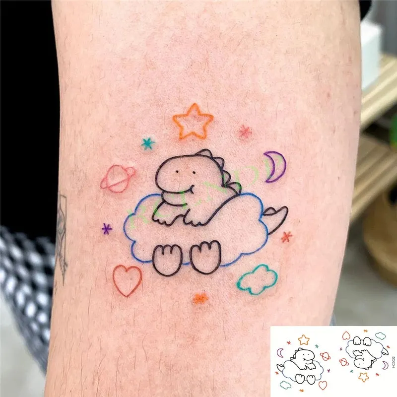 Waterproof Temporary Tattoo Sticker Cute Colorful Cartoon Bear Flash Tatoo Fake Tatto Body Art for Woman Men