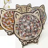 135-Piece Morandi-Colored Cat Shaped Wooden Jigsaw Puzzle