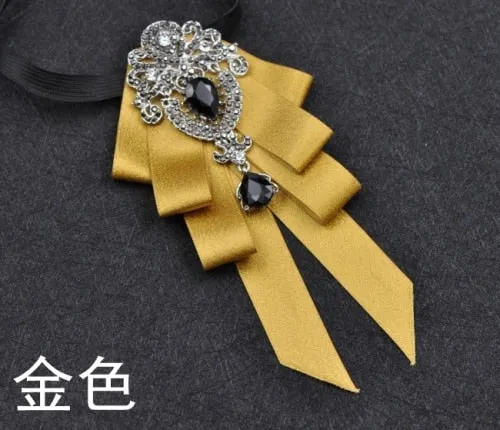 High-quality Fashion Handmade Red Diamond Bow Tie Wedding Collar Bowtie Brooch Pocket Towel Square Set Gifts for Men Accessories