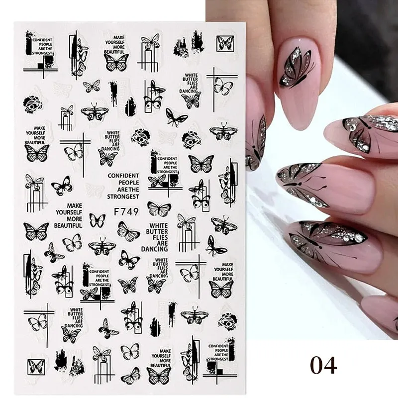 1PC Fall Leaf Flowers Line 3D Nail Sticker Mape Leaves Waves Pattern Decals Slider DIY Nail Art Decoration Wraps For Manicures-Nail Inspo