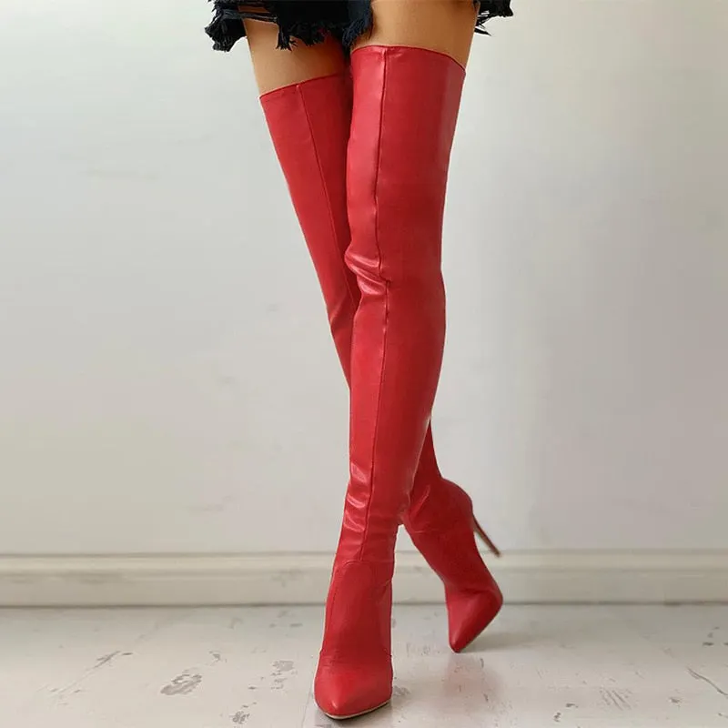 Sexy High Heels Over The Knee Boots Women 2021 Black Thigh High Boots Ladies Autumn Winter Shoes Women's Long Boot Plus Size 43