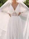 Deep V-Neck Split-Joint Long Sleeve Empire Simple Maxi Dress