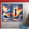 (US Local)2Pack Lighthouse 5D DIY Full Round Drill Big Size Diamond Painting Kit Home Decoration 40x70cm
