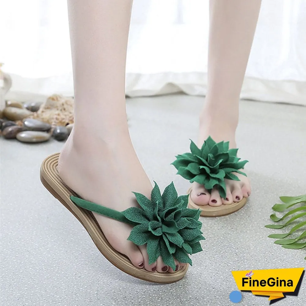 Summer Student Sandals And Slippers Flowers Flat Bottom Casual Fashion Flip Flops