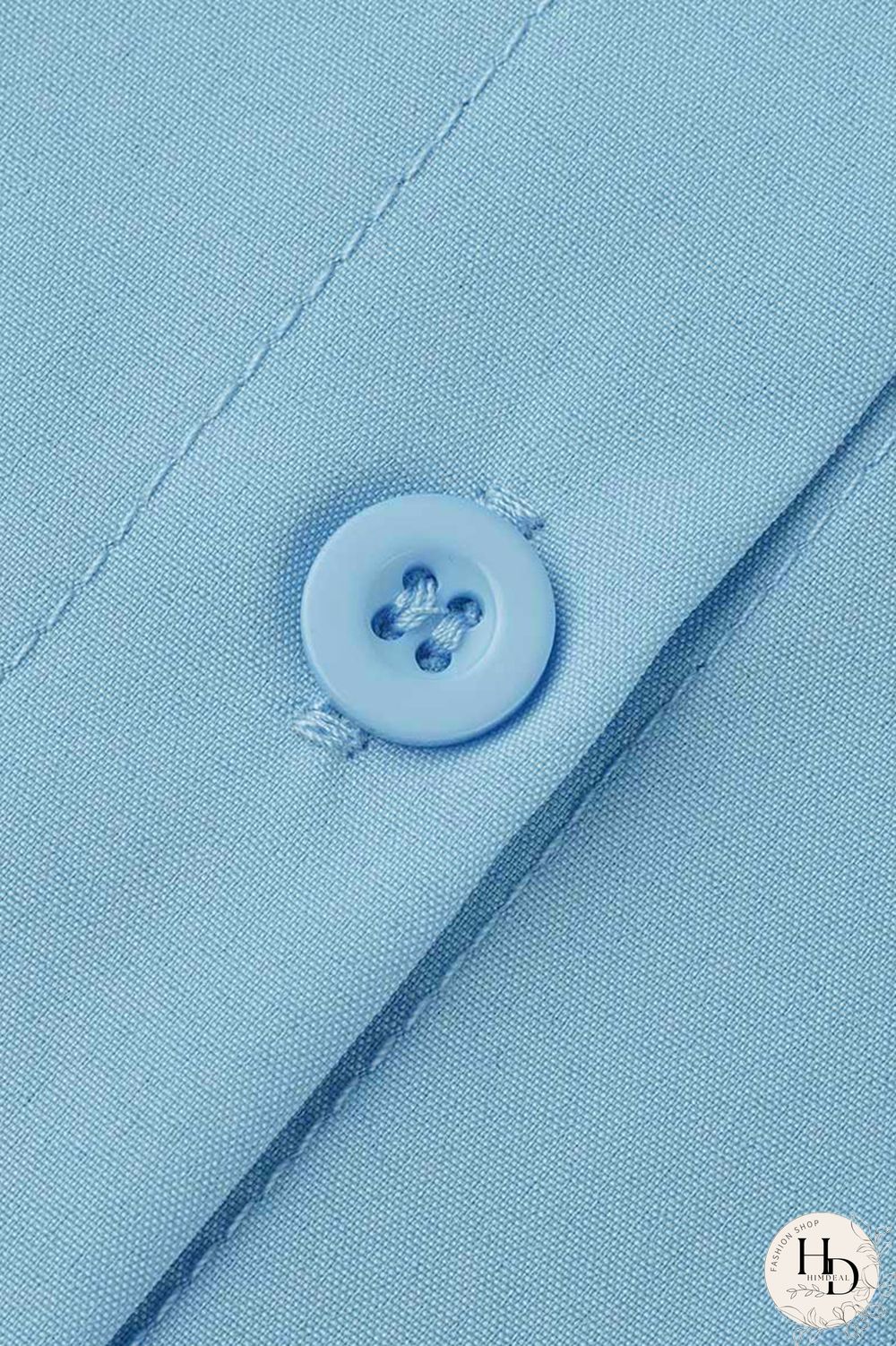 Sky Blue Fashion Casual Solid Asymmetrical Turndown Collar Tops