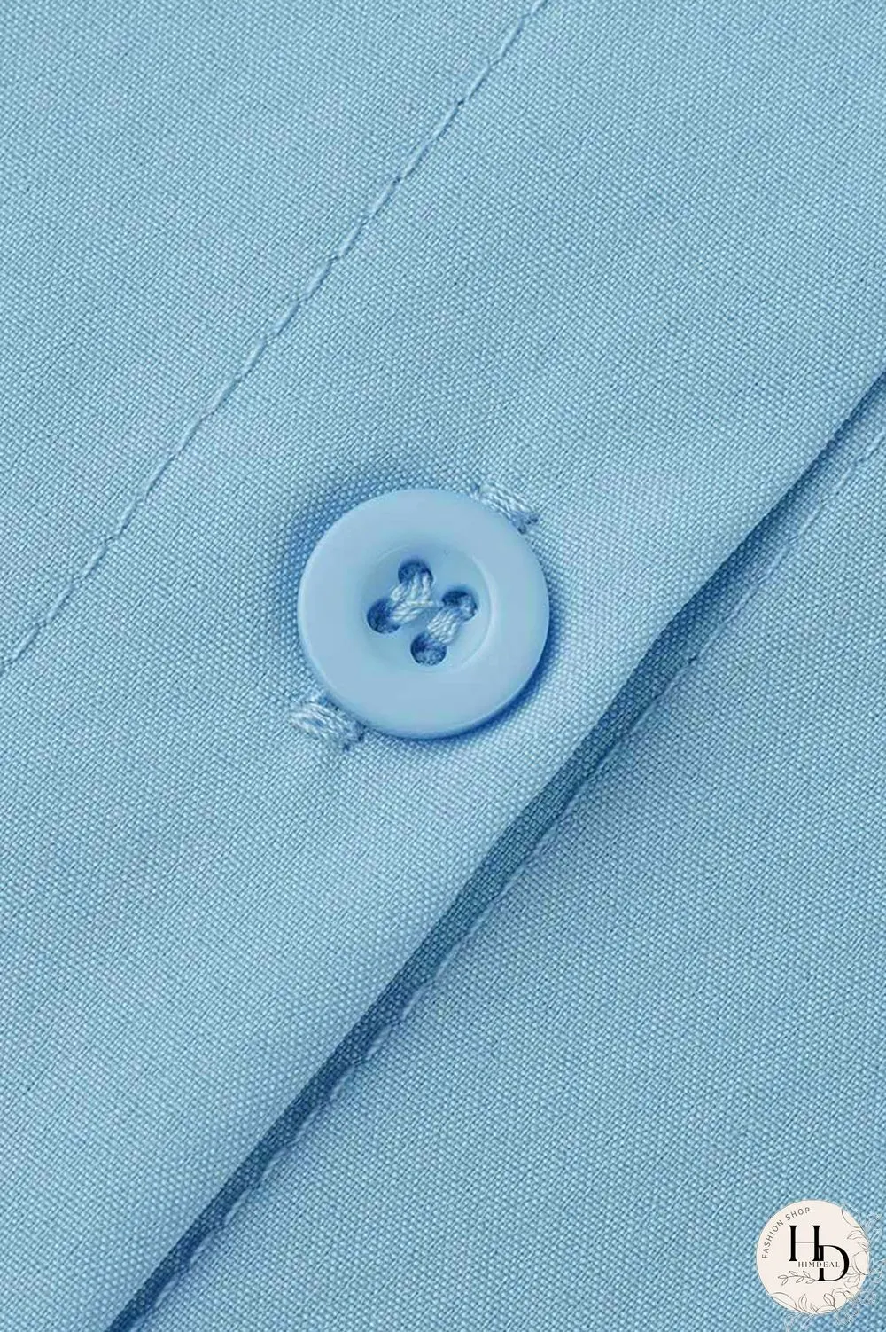 Sky Blue Fashion Casual Solid Asymmetrical Turndown Collar Tops