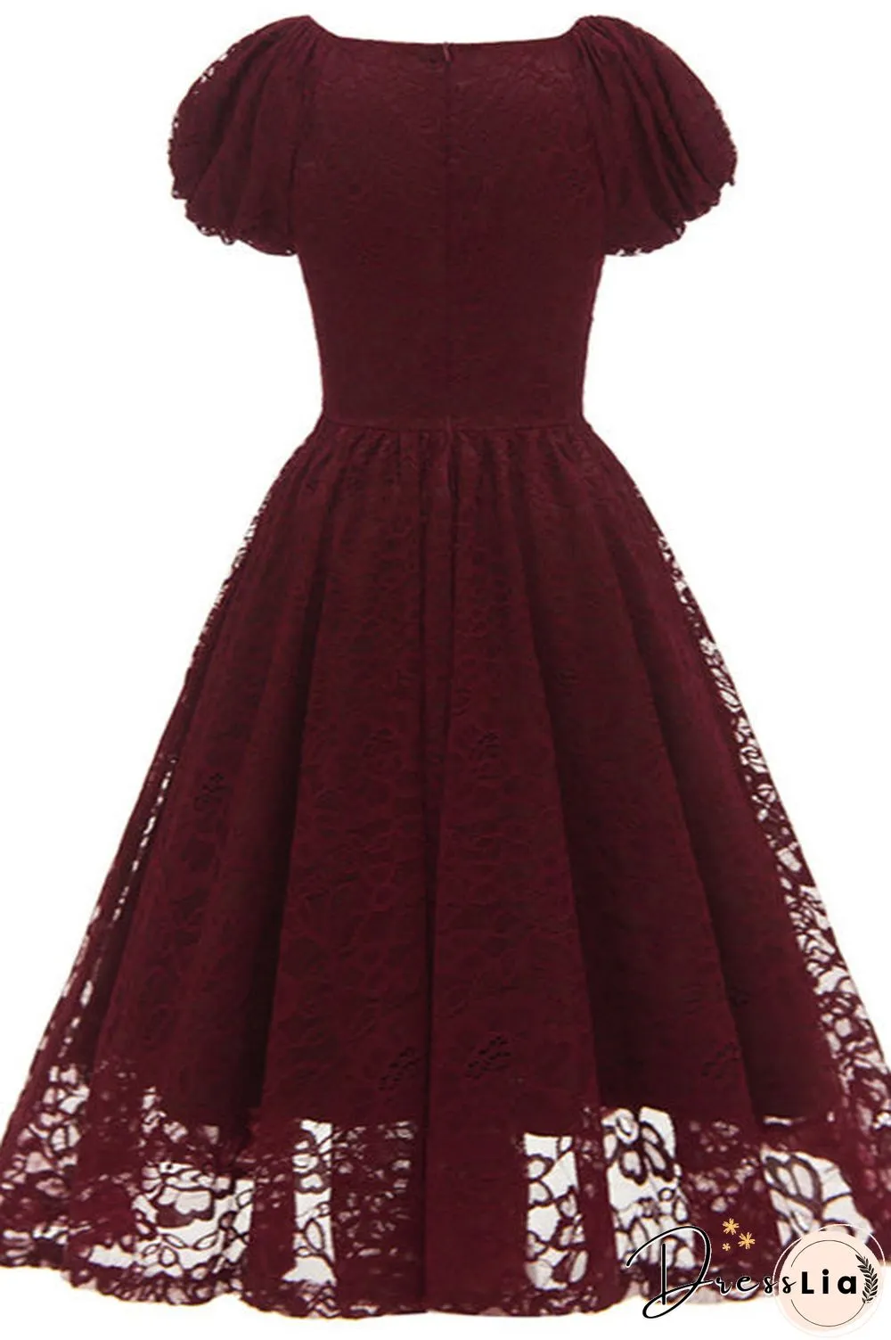 Burgundy Lace A-Line Party Homecoming Dresses
