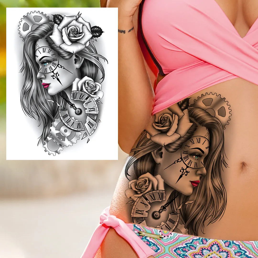 Sdrawing Mouth Skeleton Temporary Tattoos For Women Men Child Boys Halloween Fake Clown Tattoo Sticker Owl Skull Demon Tatoo Body Arm