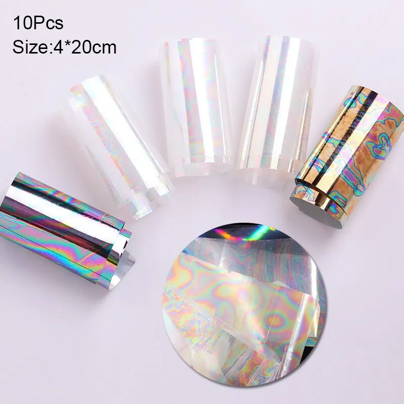 10pcs Luminous Fire Butterfly Nail Foil Set Nail Art Transfer Sticker Decals Yellow Blue Transfer Slider Paper Decoration