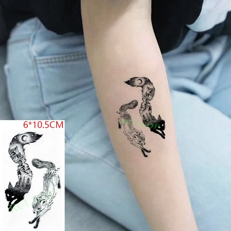 Waterproof Temporary Tattoo cute squirrel fox dog rabbit owl Cat animal fake tatto stickers flash tatoo for kids girl women lady