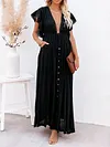 Short Sleeveless V-Back Drawstring Cover-Up Swimwear