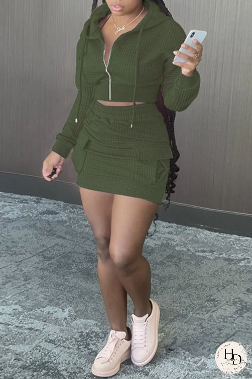 Brown Sexy Casual Solid Basic Hooded Collar Long Sleeve Two Pieces