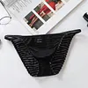 Low-Rise Ice Silk Striped Translucent Briefs