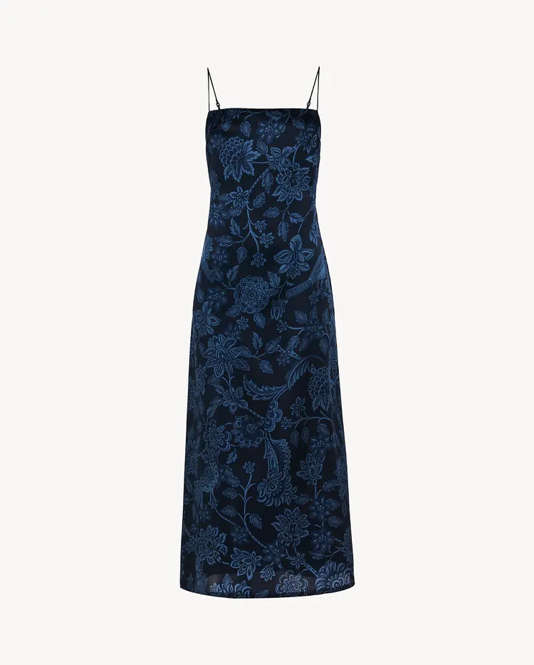 Lace Blue Silk Satin Nightdress