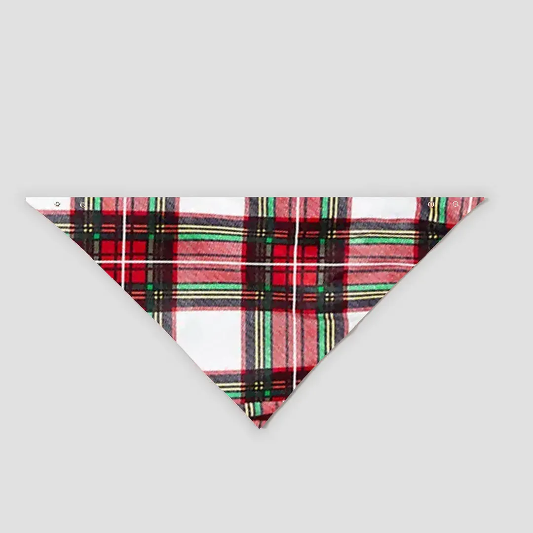 Red Santa Hat "Merry Christmas" Letter Print Black Long Sleeves Top with Green Red White Classic Plaid Pants Family Matching Pajamas