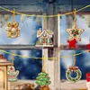(US Local)6pcs Xmas Cookies  DIY Diamond Painting Art Pendant Wall Door Decoration
