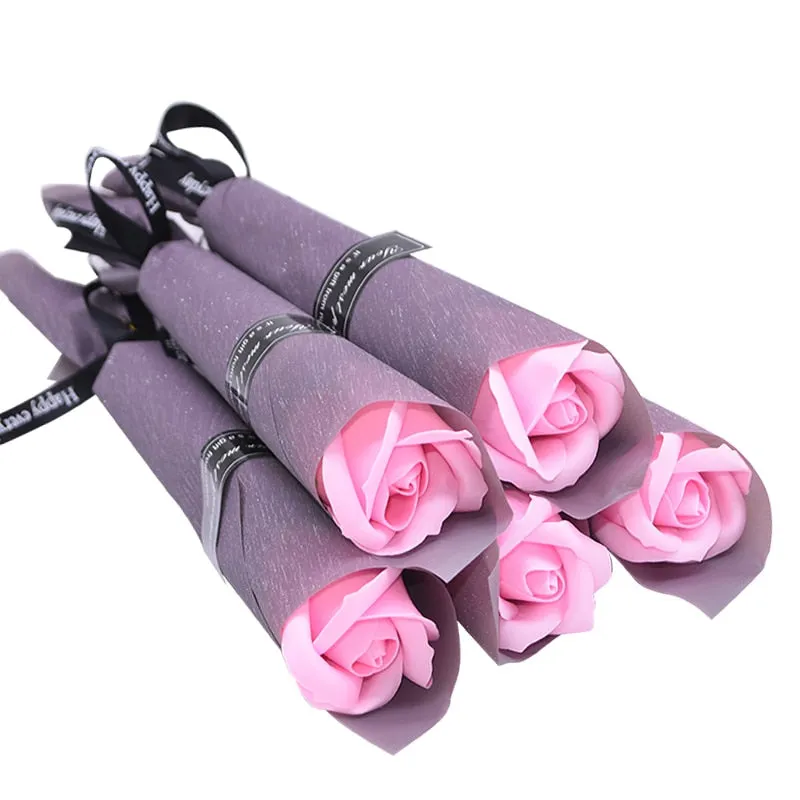 5Pcs Soap Flower Rose Artificial Flower Bouquet Multicolor Rose Wedding Flower Decoration Scrapbooking Fake Rose Flower