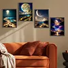 (US Local)4Pack Seaside View-Full Round Diamond Painting(30x40cm)