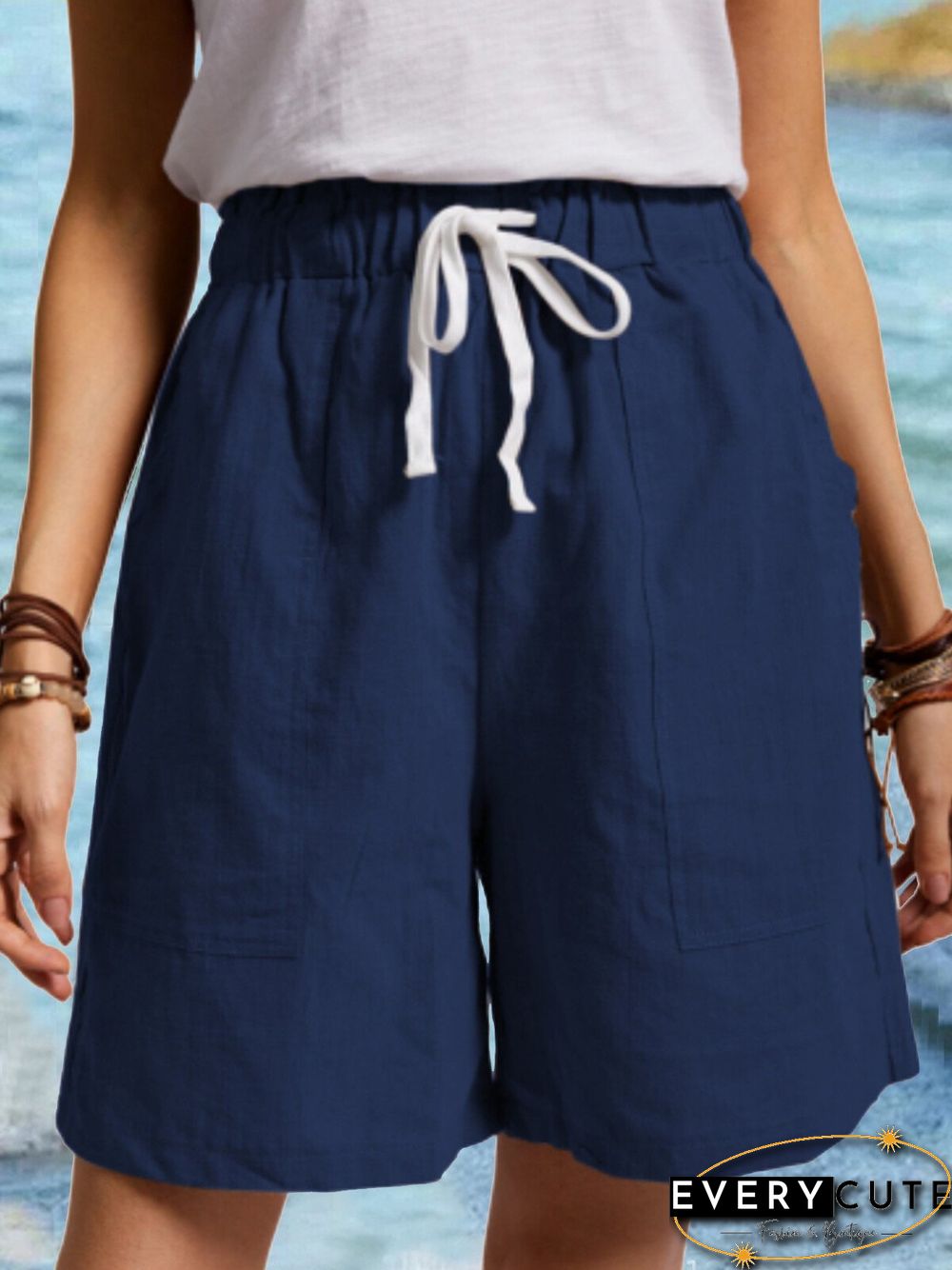 Women's Pure Color Cotton Casual Shorts
