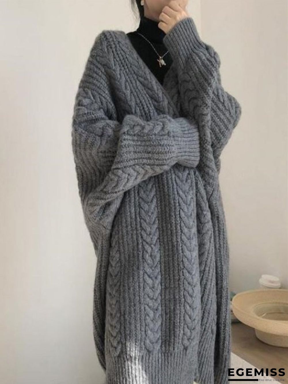 Autumn New Long Knit Cardigan Long Sleeve Lazy Twist Sweater Coat | EGEMISS