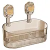 No-Drill Bathroom Suction Storage Box Reusable Multi Functional Suction Cup Shelf Detachable Transparent Storage Hanging Basket for Shampoo Conditioner Soap