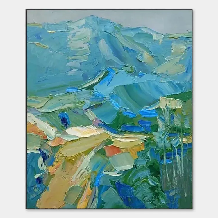 BLUE RIDGE MOUNTAINS: Textured Impasto Mountain Landscape Painting（Canvas painting）