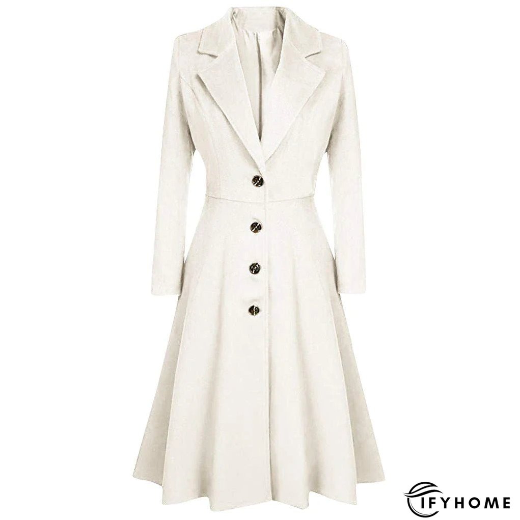 Women's Wool Blend Coat Winter Long Pea Coat Christmas Party Fall Lapel Overcoat Slim Fit Elegant & Luxurious Dress Jacket Long Sleeve Vintage Style White Black Purple Red | IFYHOME
