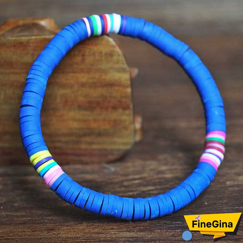 Recyclable Rainbow Colorful Polymer Clay Beads Bracelets Jewelry