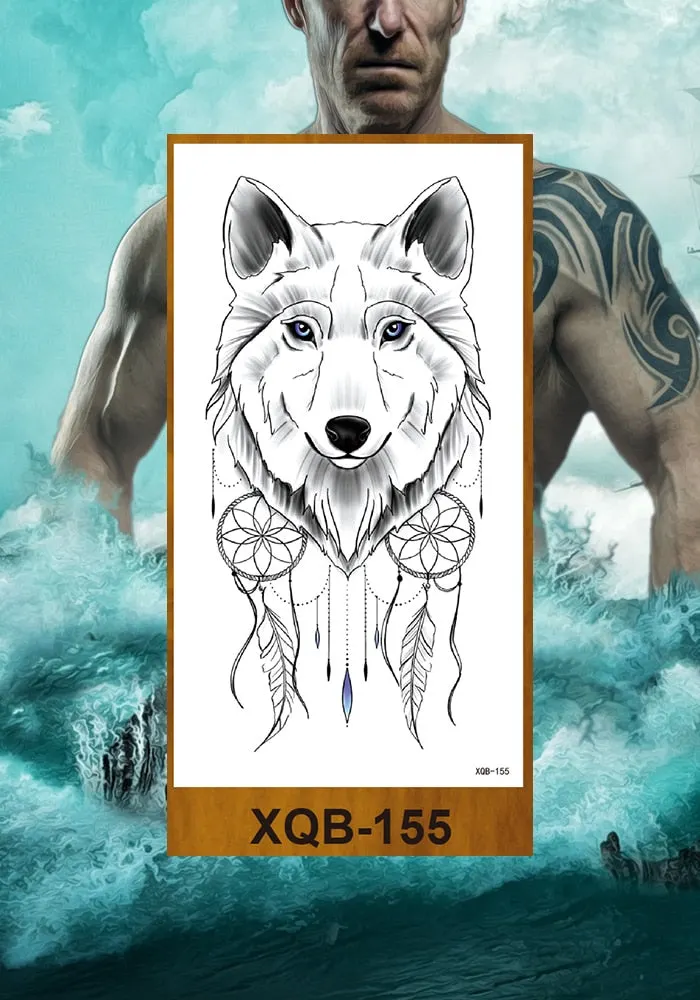 Temporary Tattoo Stickers Snake Bear Owl Fox Mermaid Tiger Wolf Lion King Men Women Girl Arm Body Chest Fake Body Leg Art Tatoo