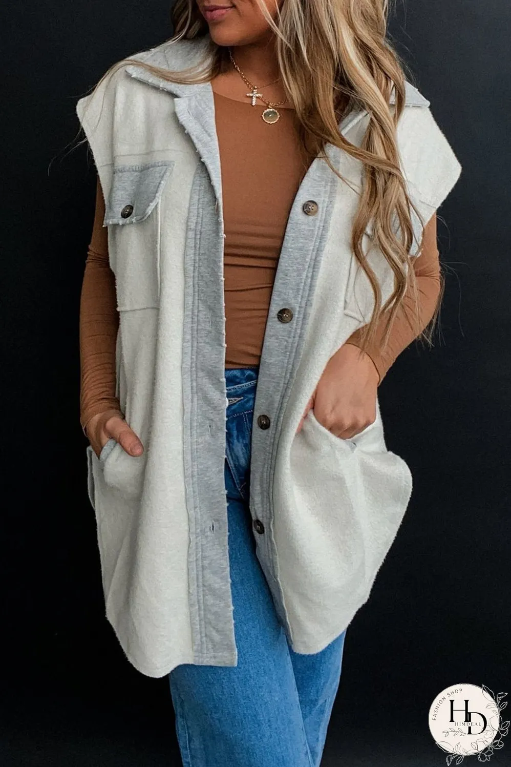 Two-Tone Denim Vest