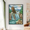 >SALE<Full Embroidery Cotton Thread 11CT Printed Waterfall Eagle Cross Stitch 50x70cm