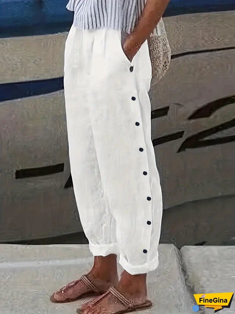 Lightweight Linen Blend Wide Leg Pants