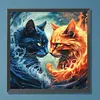 Ice  Fire Cat-Full Round Diamond Painting 30*30CM