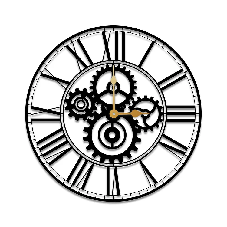Unique Gear Silent Metal Large Wall Clock