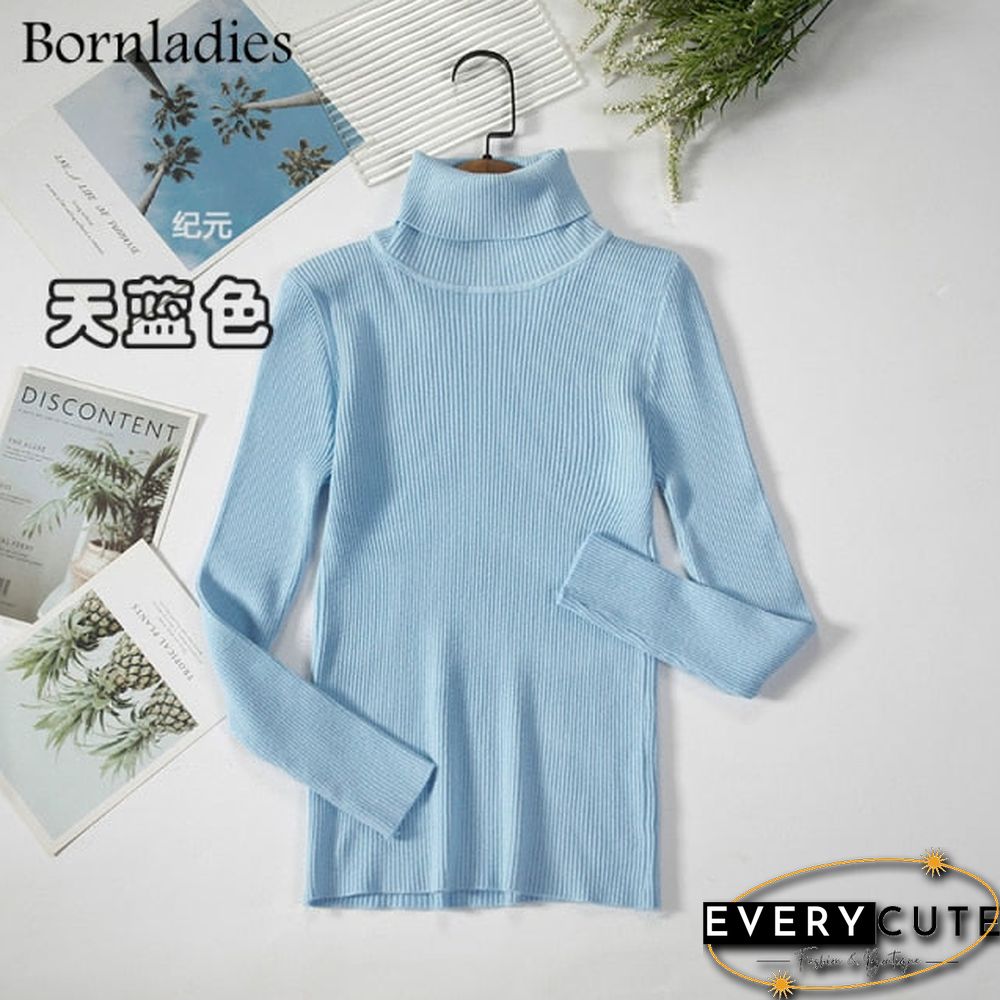 Bornladies Basic Turtleneck Women Sweaters Autumn Winter Tops Slim Women Pullover Knitted Sweater Jumper Soft Warm Pull