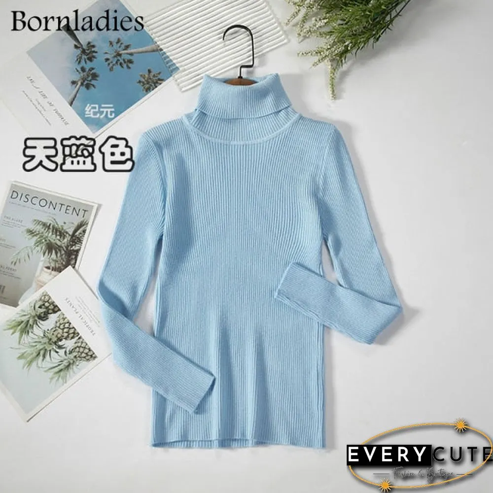 Bornladies Basic Turtleneck Women Sweaters Autumn Winter Tops Slim Women Pullover Knitted Sweater Jumper Soft Warm Pull