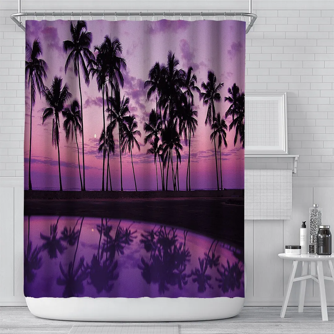 3D Seascape Beach Printed Fabric Shower Curtains Bathroom Curtain Bath Screen Waterproof Products Home Decor with Hooks