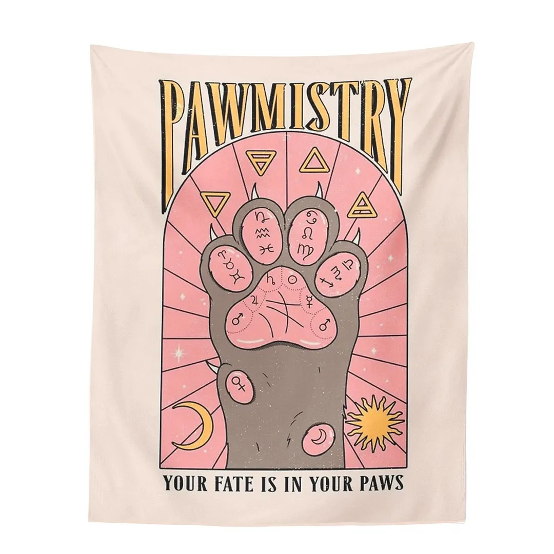 Cat Paws Tarot Tapestry Witchcraft Tapestry Bohemian Style Decoration Home Decoration Hippie Mattress Girls Dorm Room Decor