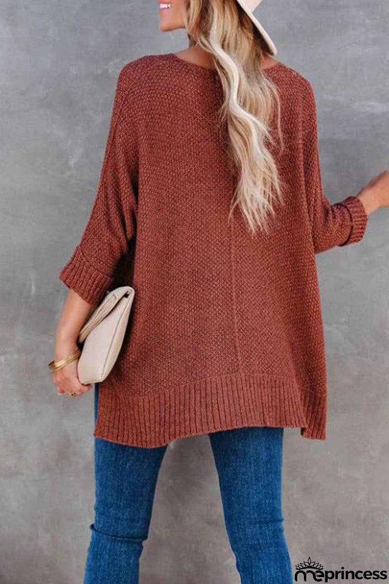 Casual Solid Color V Neck Sweaters