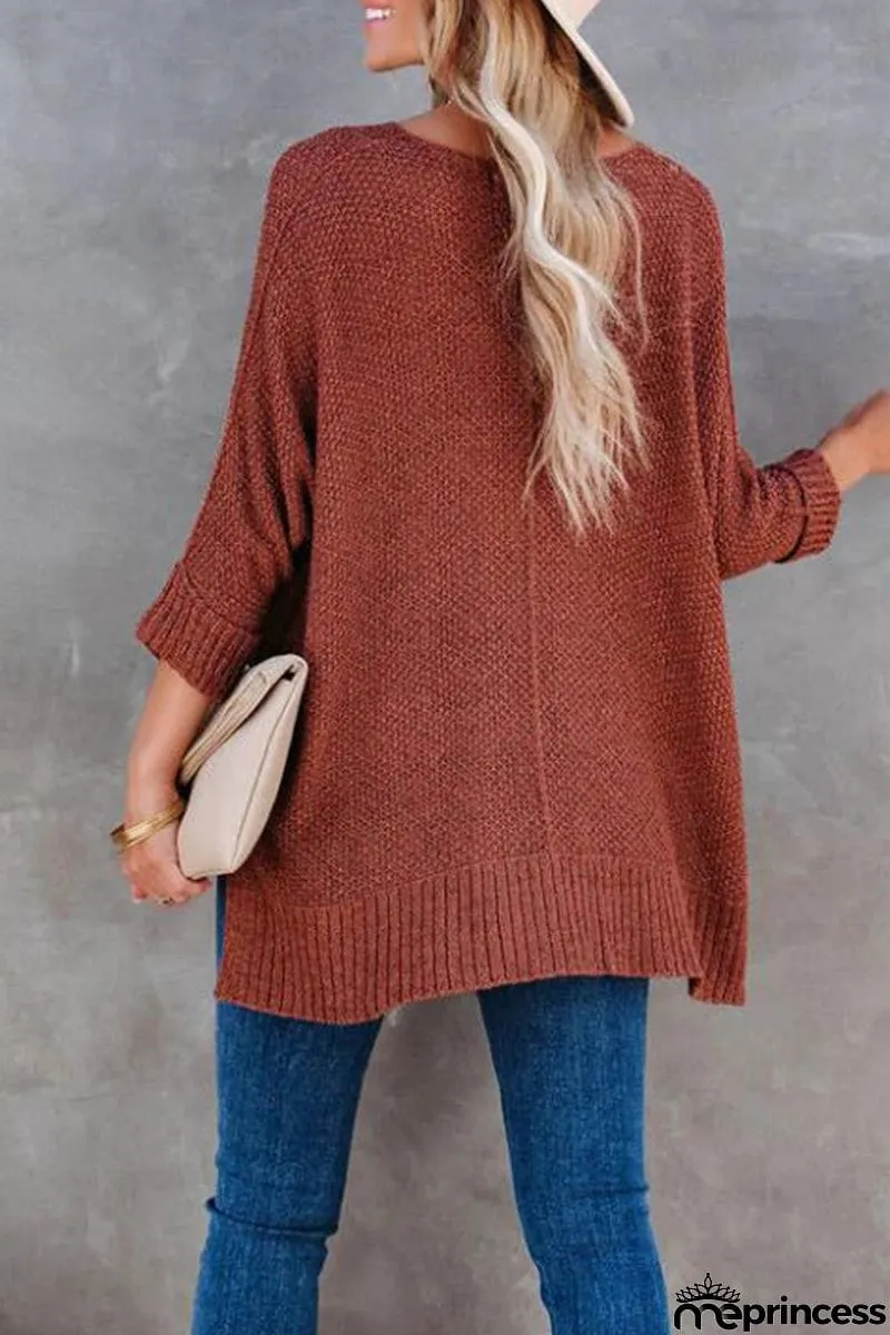 Casual Solid Color V Neck Sweaters