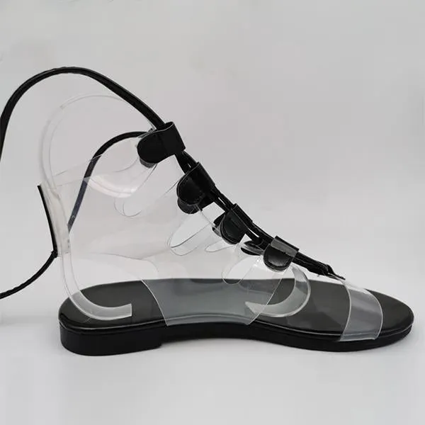 Sexy Transparent Straps Lace-Up Sandals