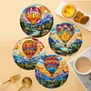 4PCS Diamond Painted Hot Air Balloon and Mountain Placemats Insulated Dish Mats Comes with Mats