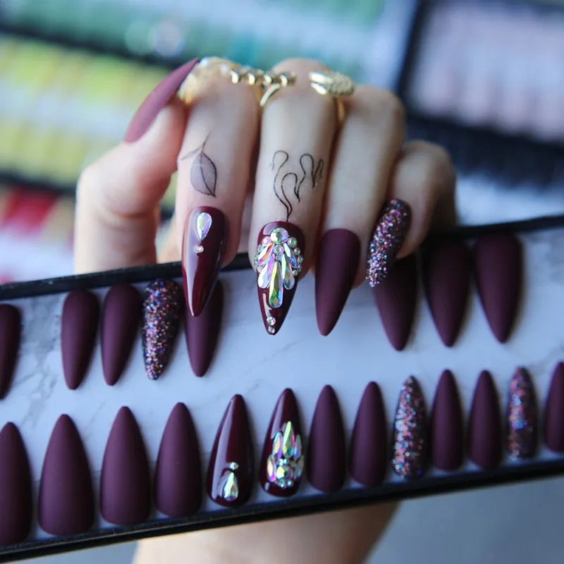 Handmade nude coffin reusable Press on nails box 24pcs Acrylic nails crystal nails bling Microdrill glitter Ballet fasle nails-Nail Inspo