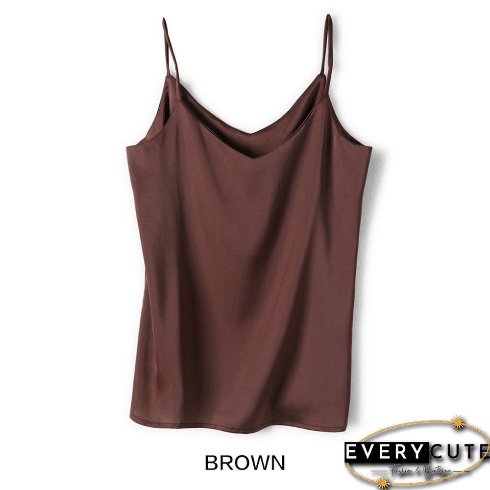 V-Neck Satin Beauty Back Camisole Women's Outer Wear Off-Shoulder Bottoming Shirt Looks Thin And All-Match New Product
