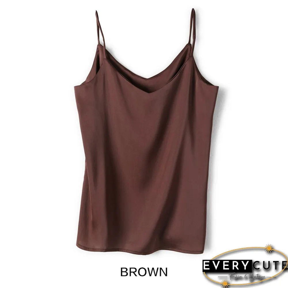 V-Neck Satin Beauty Back Camisole Women's Outer Wear Off-Shoulder Bottoming Shirt Looks Thin And All-Match New Product