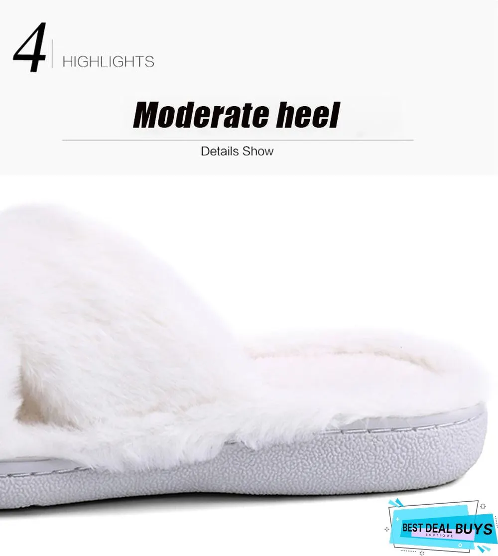 Winter Women Indoor Slippers Home Shoes Fur Slippers Warm Shoes Woman House Slippers Ladies Slip On Flats